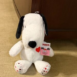 Peanuts White and Black Plush Dog with Heart